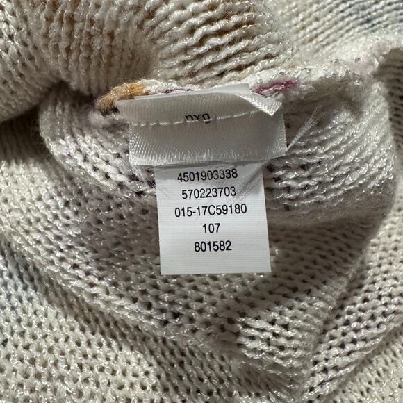 Chicos Womens Sweater 3/4 Sleeve Boho Retro Hippie Garden Art Folk 1 Medium 8 - Picture 4 of 5